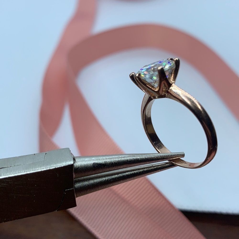 Solitaire Style 3ct Solid Rose Gold Engagement - image 4